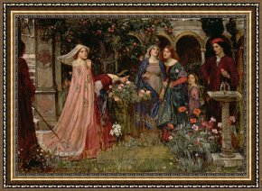 The Garden of Eden Framed Paintings - The Enchanted Garden by John William Waterhouse