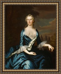 Mr And Mrs a Mosselman And Their Two Daughters Framed Paintings - Mrs. Charles Carroll of Annapolis by John Wollaston