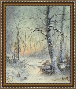 Joseph Framed Prints - Winter Breakfast by Joseph Farquharson