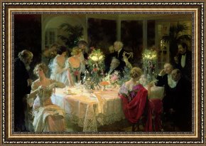 Jules Framed Prints - The End of Dinner by Jules Alexandre Grun
