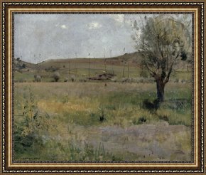 Jules Framed Prints - Summer landscape by Jules Bastien Lepage