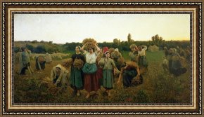 Jules Framed Prints - Calling in the Gleaners by Jules Breton