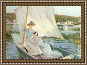 Jules Framed Prints - Ladies in a Sailing Boat by Jules Cayron