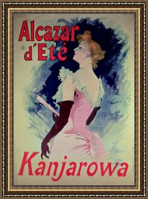 Jules Framed Prints - Poster advertising Alcazar dEte starring Kanjarowa by Jules Cheret