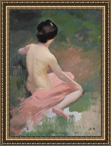 Jules Framed Prints - Female Nude by Jules Ernest Renoux