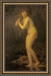 Lefebvre Framed Prints - A Bathing Nude by Jules Joseph Lefebvre