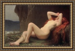 Unclothed Framed Paintings - Mary Magdalene in the Cave by Jules Joseph Lefebvre