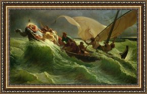 Jules Framed Prints - Christ Asleep in his Boat by Jules Joseph Meynier