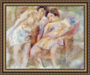 Jules Framed Prints - The Two Sleepers by Jules Pascin