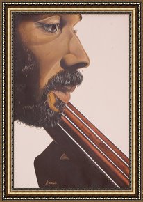 Pianist And Checker Players 1924 Framed Prints - Bass Player IV by Kaaria Mucherera