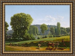 Animals Framed Prints - Landscape with Animals by Lancelot Theodore Turpin de Crisse