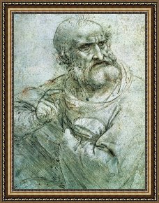 The Last Supper Framed Prints - Study For An Apostle From The Last Supper by Leonardo da Vinci