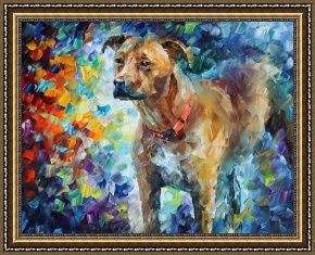 Leonid Afremov Framed Paintings - Dog - Commissioned Painting by Leonid Afremov