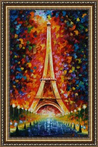 Leonid Afremov Framed Paintings - Eiffel Tower by Leonid Afremov