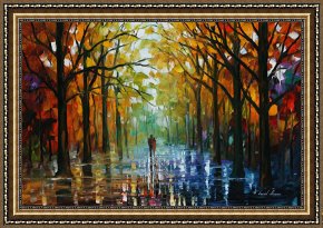 Leonid Afremov Framed Paintings - Fall Date by Leonid Afremov