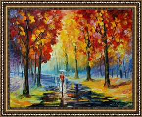 Romance Framed Prints - Fall Romance by Leonid Afremov