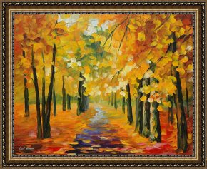 Golden Framed Prints - Golden Autumn by Leonid Afremov