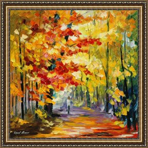 Golden Framed Prints - Golden Fall by Leonid Afremov
