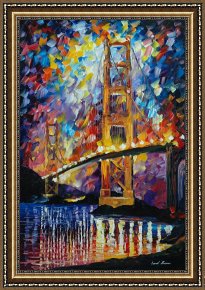 The Brandenburg Gate Berlin Framed Paintings - Golden Gate by Leonid Afremov