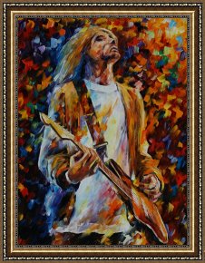 Leonid Afremov Framed Paintings - Kurt Cobain by Leonid Afremov