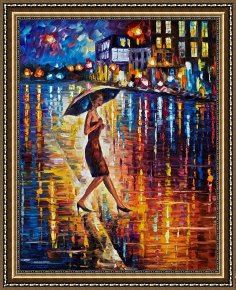 Leonid Afremov Framed Paintings - Late Return High Resolution Image by Leonid Afremov