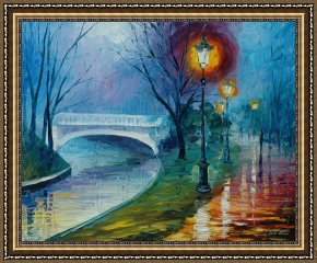 Misty Framed Prints - Misty Bridge by Leonid Afremov