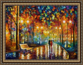 Leonid Afremov Framed Paintings - Rain's Rustle by Leonid Afremov
