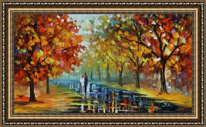 Leonid Afremov Framed Paintings - Romantic Moment by Leonid Afremov