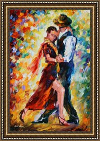 Leonid Afremov Framed Paintings - Romantic Tango by Leonid Afremov
