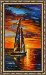 Leonid Afremov Framed Paintings - Sailing With The Sun by Leonid Afremov