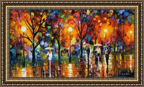 Leonid Afremov Framed Paintings - The Song Of Rain by Leonid Afremov