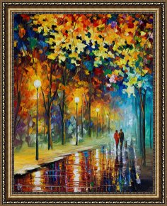 Leonid Afremov Framed Paintings - The Warmth Of Friends by Leonid Afremov