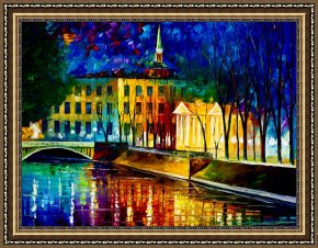 Leonid Afremov Framed Paintings - Very Large Winter Vibrations by Leonid Afremov