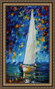 The Green Sail Framed Prints - White Sail by Leonid Afremov
