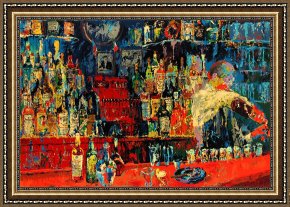 American Framed Prints - Irish American Bar by Leroy Neiman
