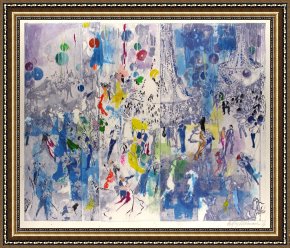 Round Midnight Framed Prints - Midnight Blue Ball, (hand Colored) by Leroy Neiman