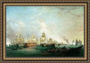 The Battle of Bannockburn Framed Paintings - Surrender of the Santissima Trinidad to Neptune The Battle of Trafalgar by Lieutenant Robert Strickland Thomas