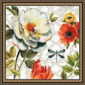 Floral Framed Prints - Floral Story II on Grey by Lisa Audit