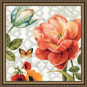 Floral Framed Prints - Floral Story III on Grey by Lisa Audit