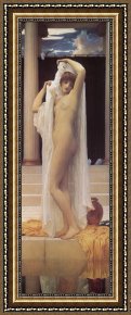 Bath Pastels Framed Paintings - The Bath of Psyche by Lord Frederick Leighton
