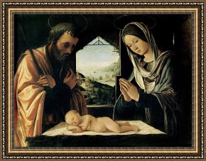 Lorenzo Framed Prints - The Nativity by Lorenzo Costa
