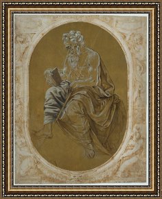 Lorenzo Framed Prints - Study for a Reading Apostle Or Evangelist by Lorenzo di Credi