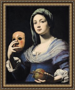 Lorenzo Framed Prints - Woman with a Mask by Lorenzo Lippi