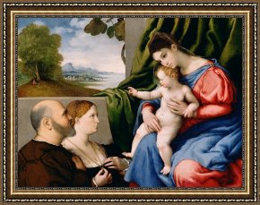 Lorenzo Framed Prints - Madonna And Child With Two Donors by Lorenzo Lotto