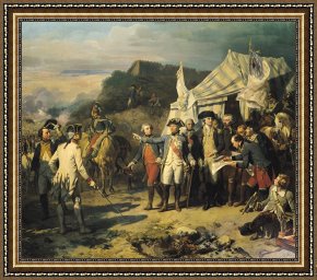 Charles Framed Prints - Siege of Yorktown by Louis Charles Auguste?Couder