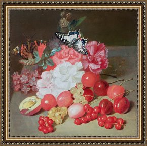 Evocation of Butterflies Framed Paintings - Still Life With Butterflies by Louis Leopold Boilly