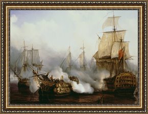 The Battle of Bannockburn Framed Paintings - Battle of Trafalgar by Louis Philippe Crepin