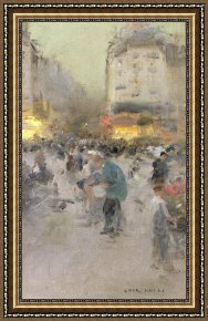 Scene Framed Prints - A Paris Street Scene by  Luigi Loir