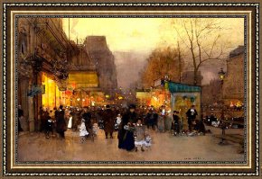 Golden Times Framed Prints - Porte St Martin at Christmas Time in Paris by Luigi Loir