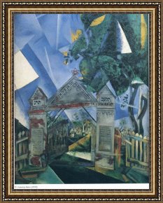 The Brandenburg Gate Berlin Framed Paintings - Cemetery Gates 1917 by Marc Chagall